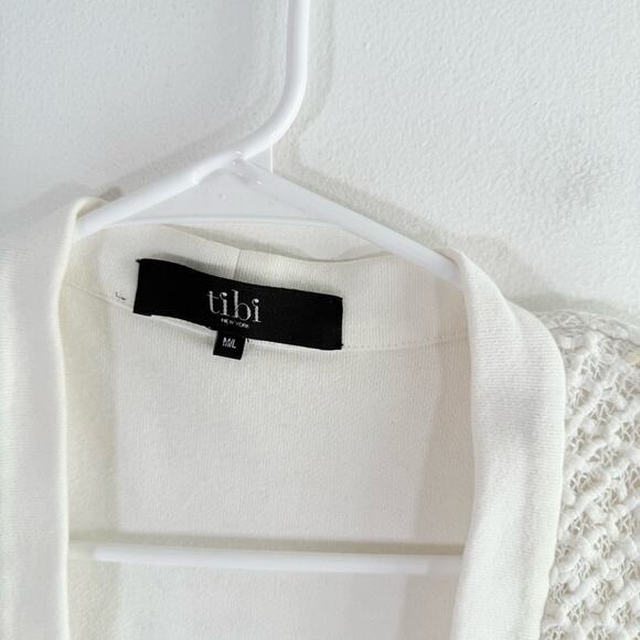 Tibi 100% Cotton White Texture Knit Open Front Sweater Cardigan Medium Large - Picture 4 of 10